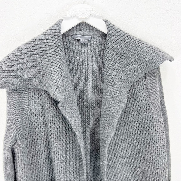 Vince Honeycomb Knit Sweater Jacket Grey Cardigan Size Small S - Picture 2 of 6
